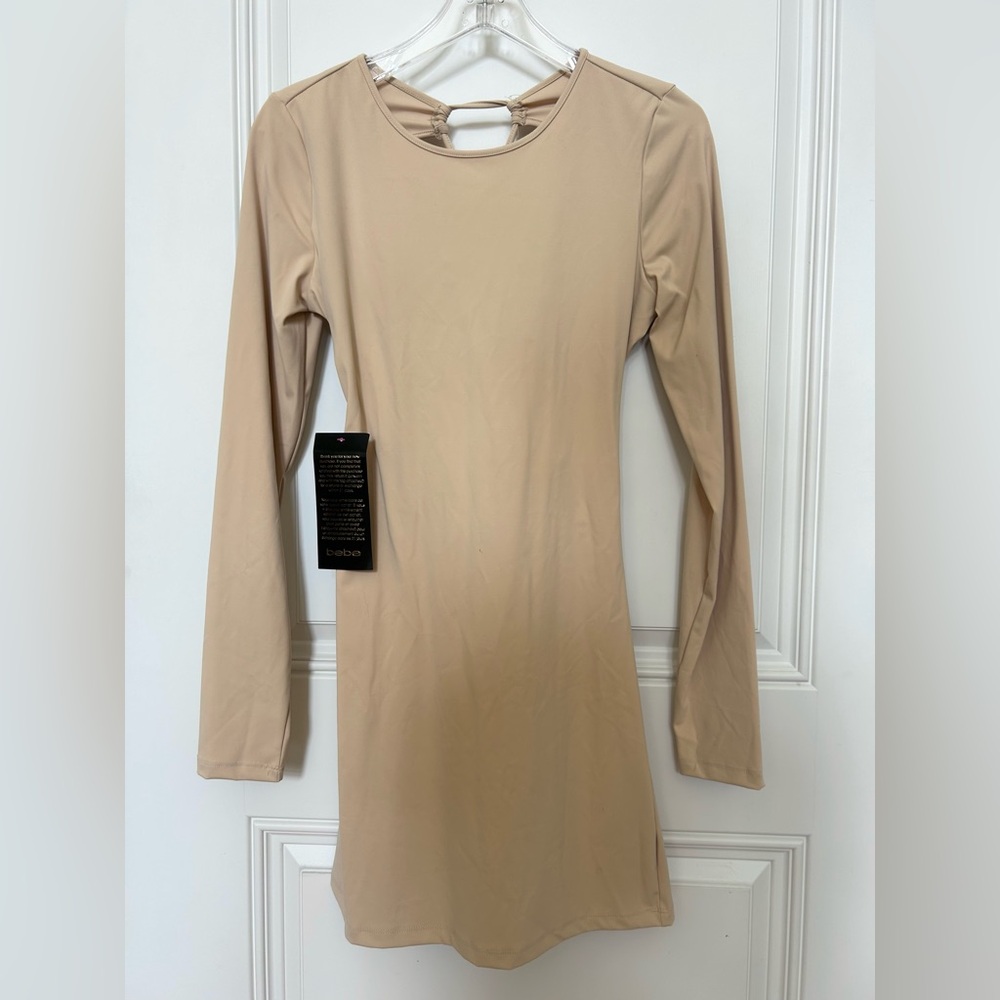 bebe Beige Long Sleeve Dress